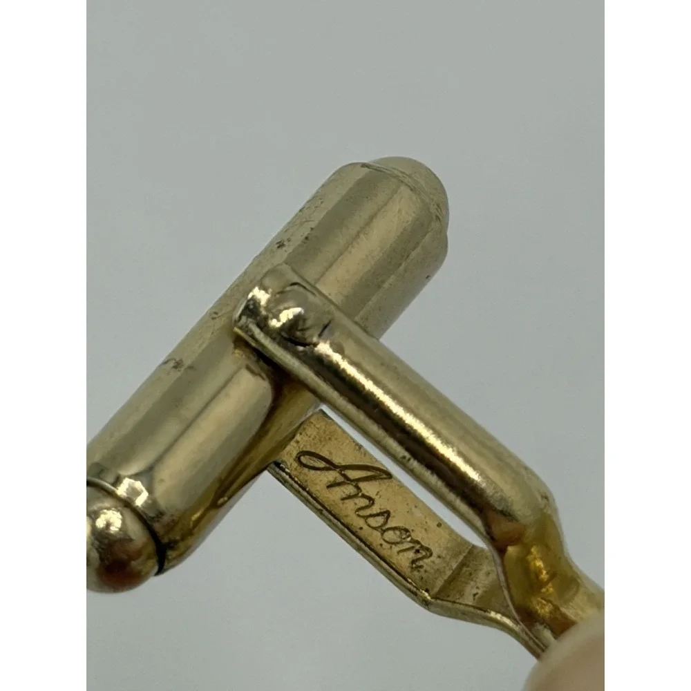 Vintage Anson Cufflinks MCM Gold Tone Rhinestone Inlay